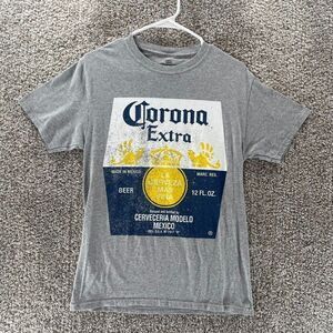 Corona‎ Extra Shirt Adult Small Grey Cotton Beer Drinking Logo Casual Crewneck